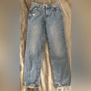 Garage medium wash vintage straight leg jeans.